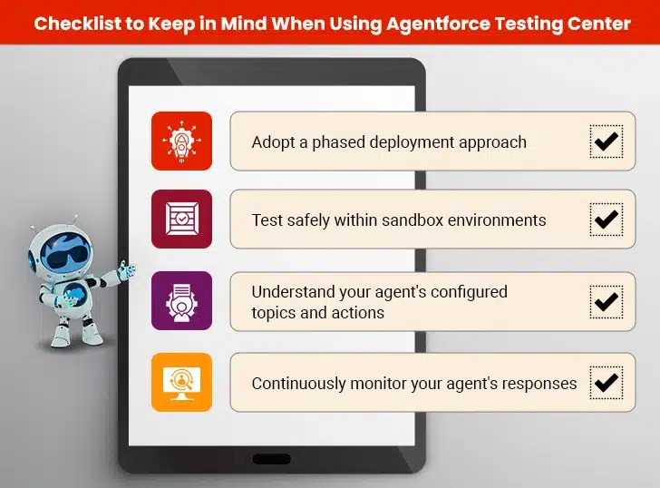 agentforce testing center checklist